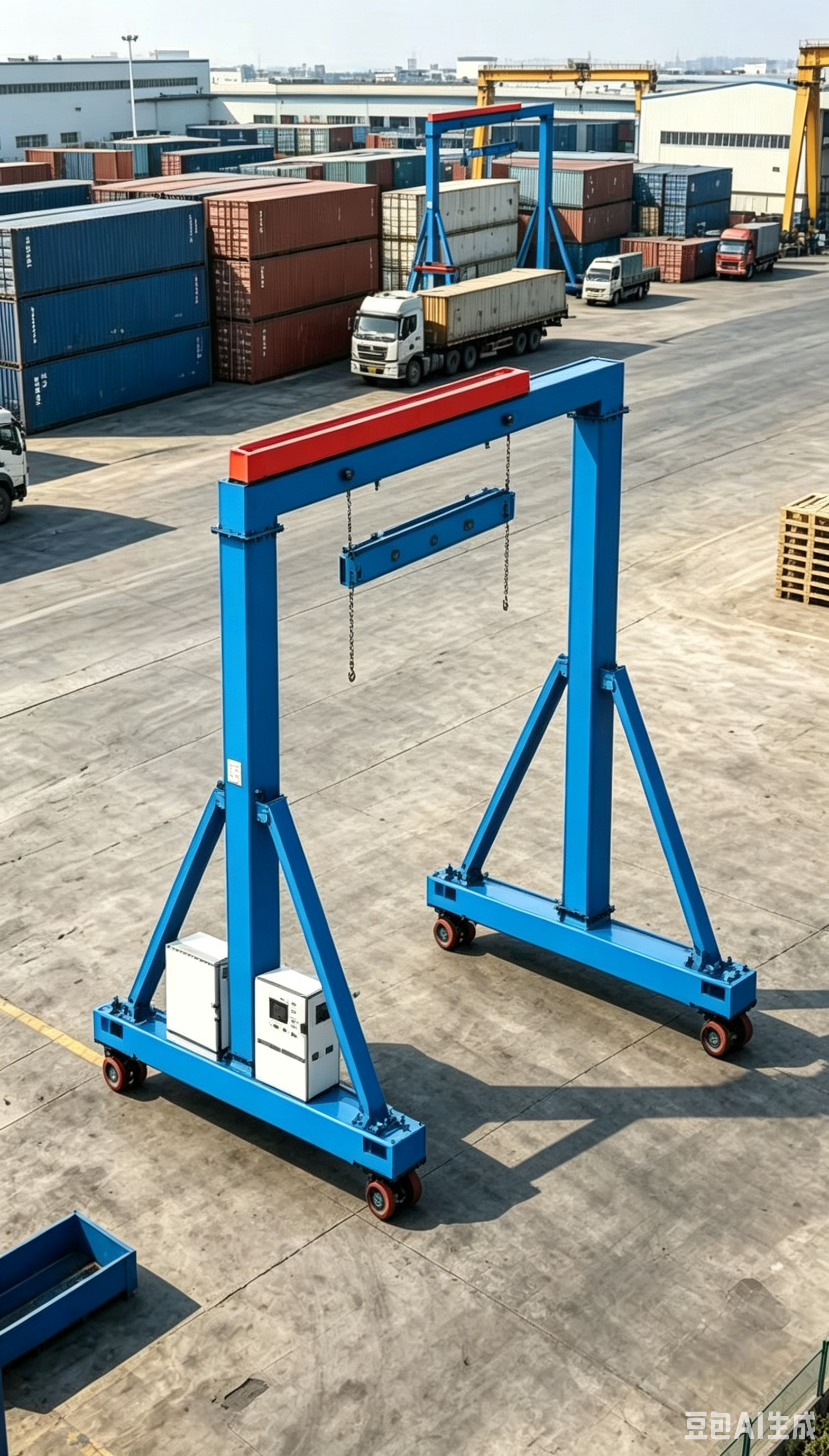 Industrial material handling equipment in a manufacturing yard